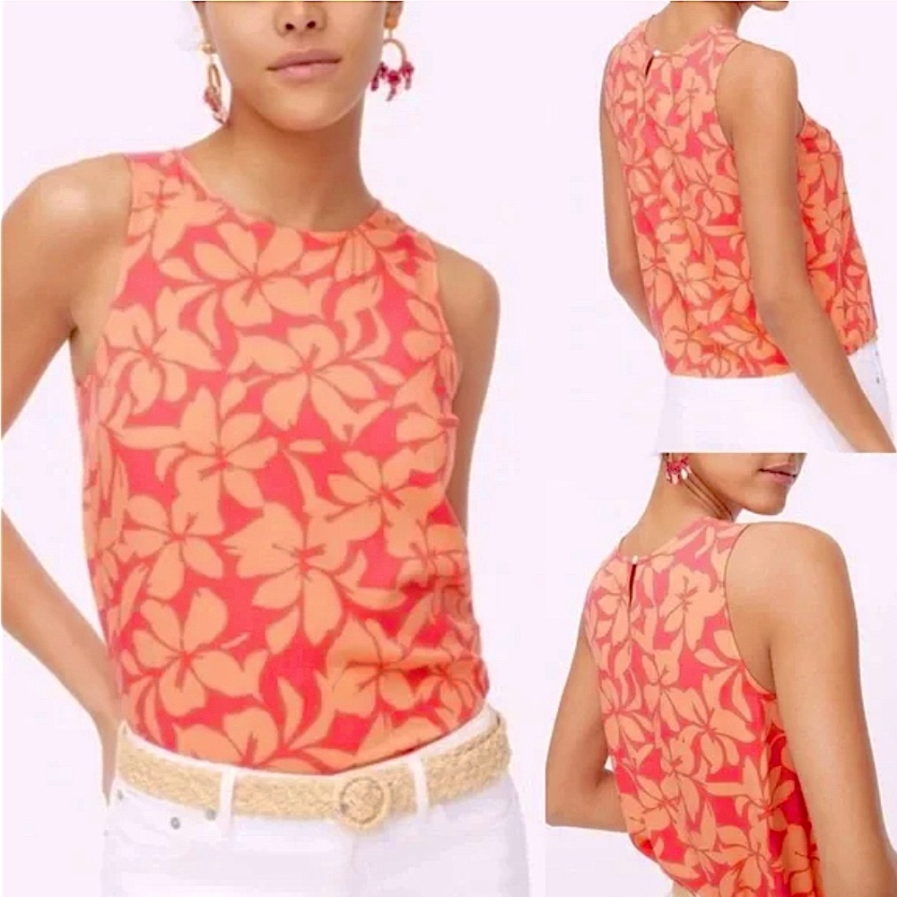 J Crew Shell Tank Orange Floral M